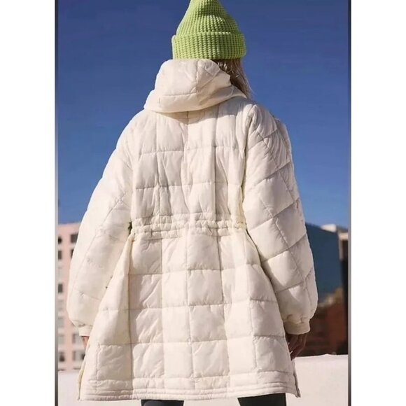 NEW FREE PEOPLE MOVEMENT PATRICIA PACKABLE PONCHO PUFFER COAT JACKET XS IVORY - Picture 2 of 11